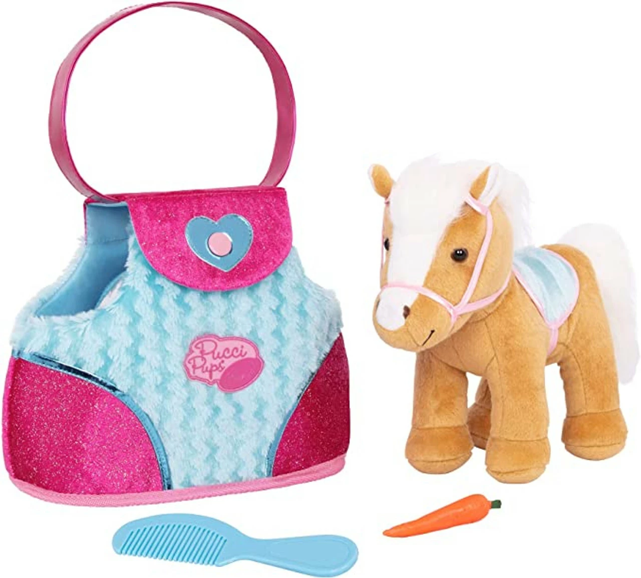 Pucci Pups Beige Horse With Blue Stripes And Pink Pony Bag 3 Pucci Pups Beige Horse With Blue Stripes And Pink Pony Bag